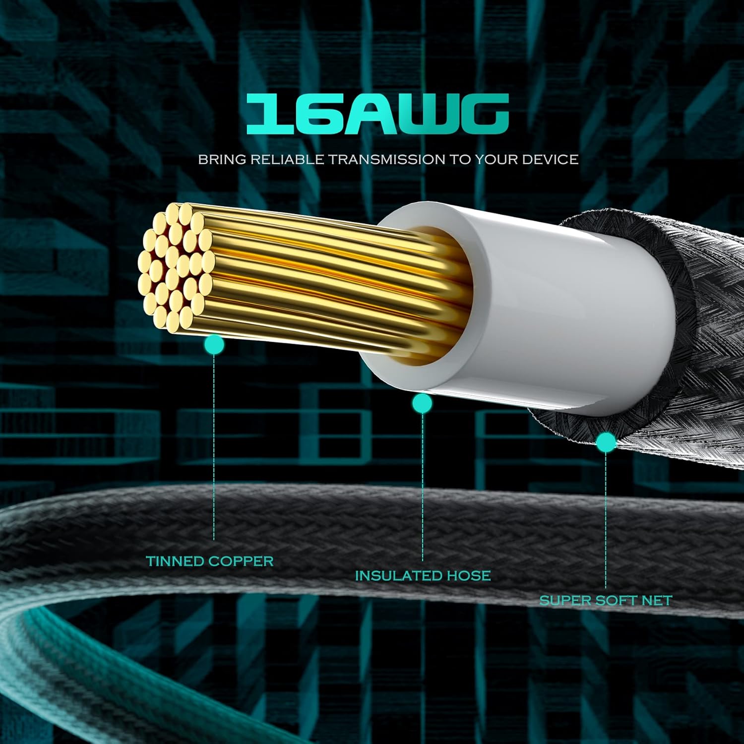 Asiahorse Black Grey Sleeved PSU Extension Cable Kit 16AWG Cotton Custom PC Mod Kit 6 Kit - Geek Tech