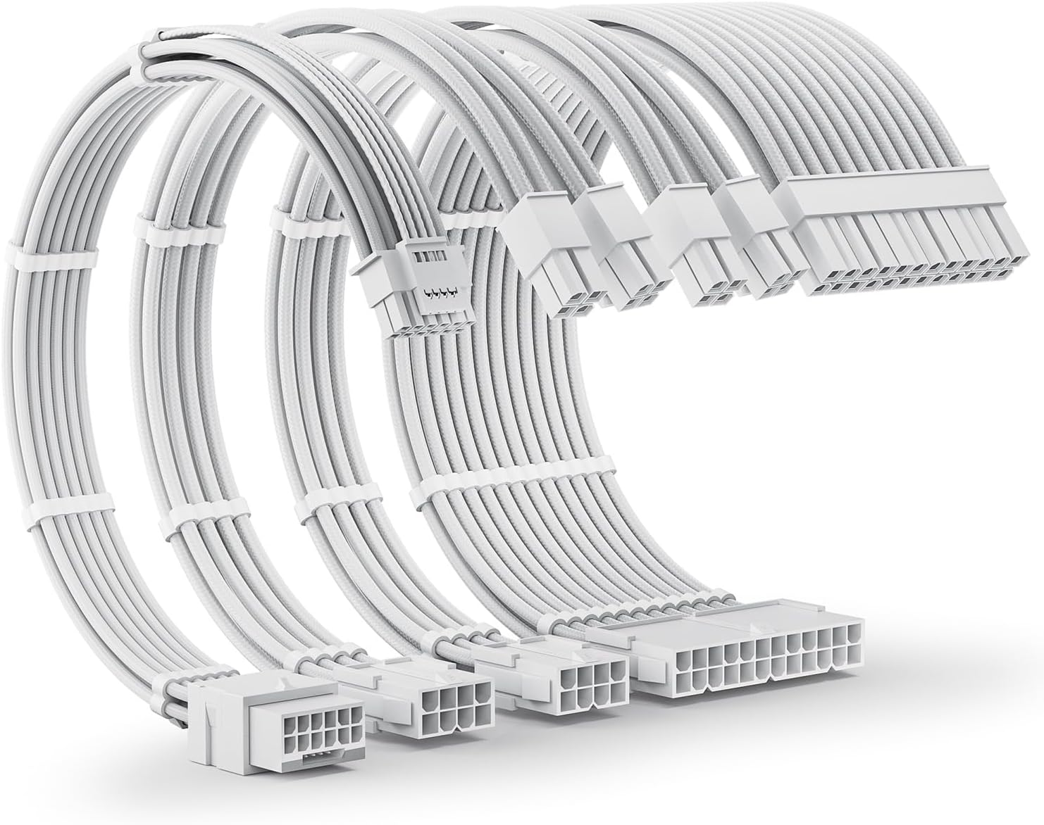 Asiahorse Black White PCIe 5.0 12VHPWR Sleeved PSU Extension Cable Kit 16AWG Cotton Custom Mod Kit 4 Kit 1 End - Geek Tech