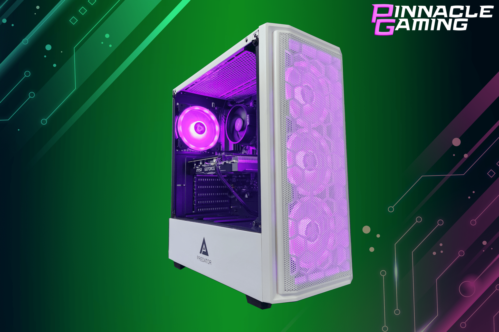 Custom Gaming Desktop PC Computer Ryzen 5 2tb SSD 32gb RTX 3060 WiFi Predator White A520 - Geek Tech