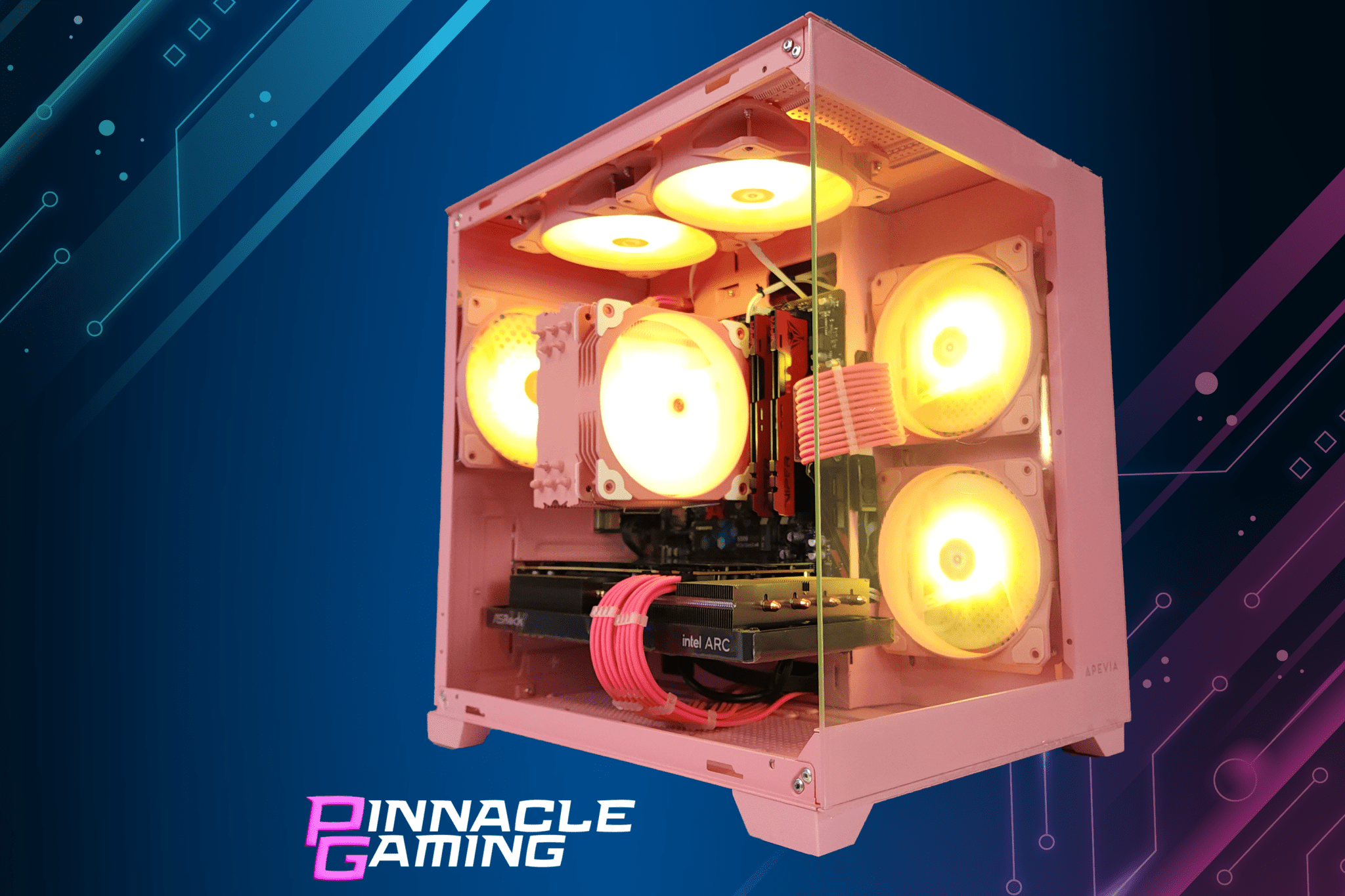 Custom Gaming Desktop PC Intel i7 RTX 5060 2TB SSD 64GB DDR4 Pink Prism - Geek Tech