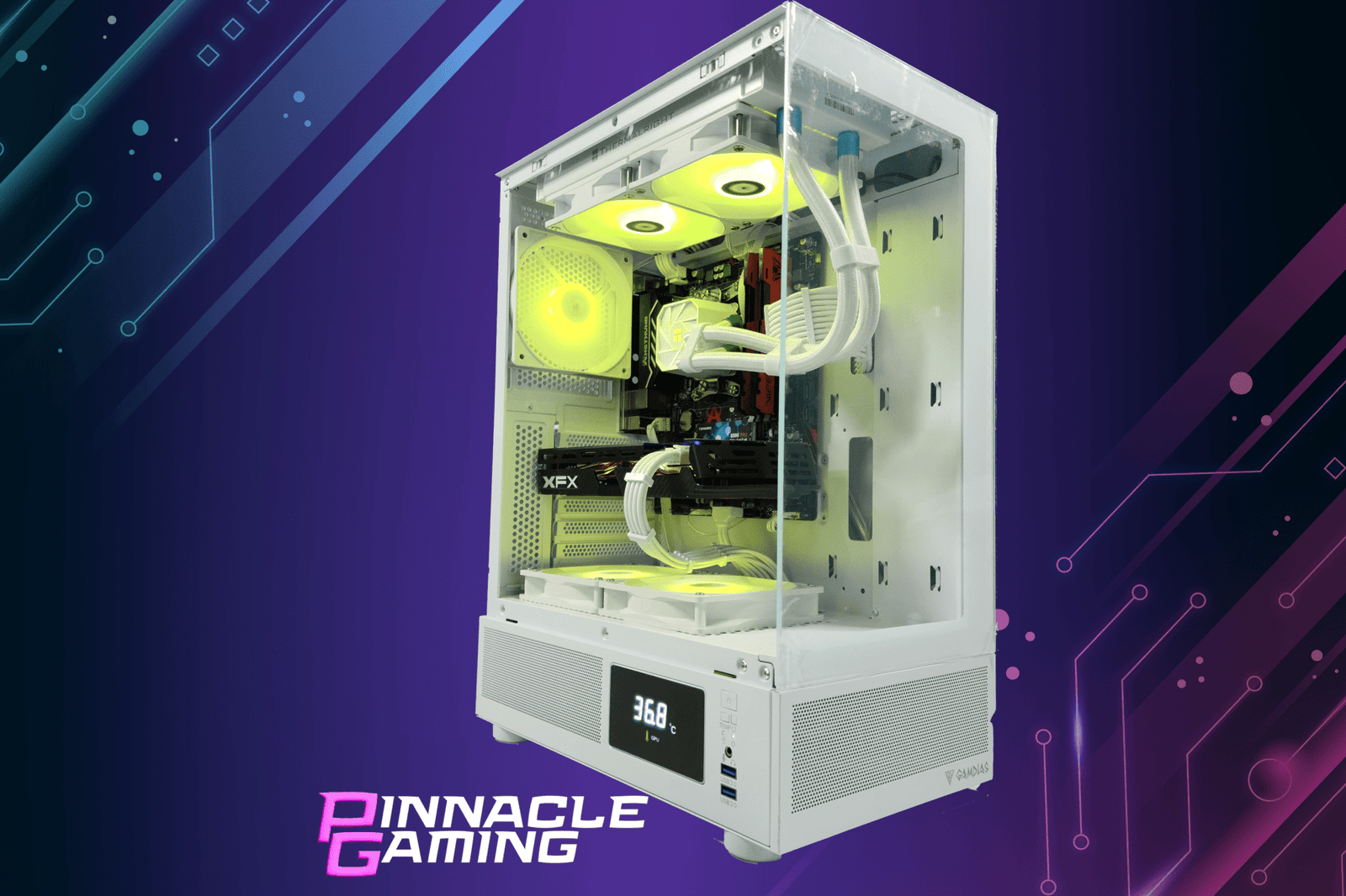 Custom Gaming Desktop Streaming RTX 5070 Intel Ultra 5 64GB RAM 4TB SSD Wifi Atlas White - Geek Tech