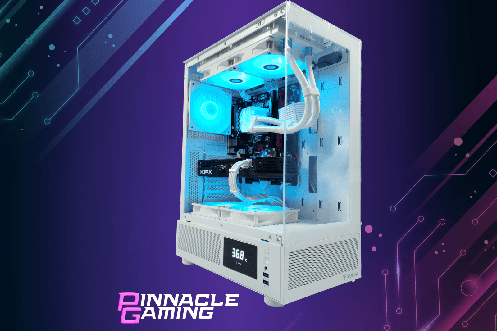 Custom Gaming Desktop Streaming RTX 5070 Intel Ultra 5 64GB RAM 4TB SSD Wifi Atlas White - Geek Tech