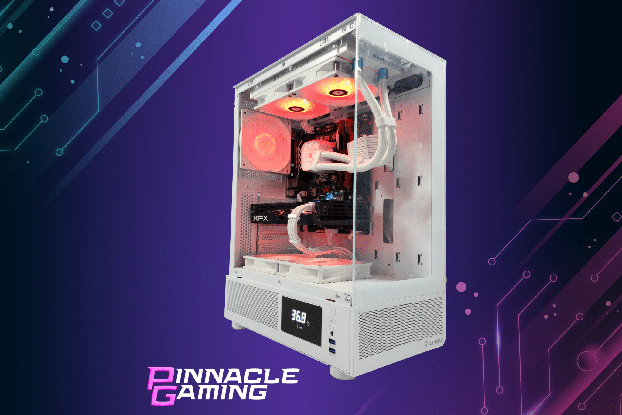 Custom Gaming Desktop Streaming RTX 5070 Intel Ultra 5 64GB RAM 4TB SSD Wifi Atlas White - Geek Tech