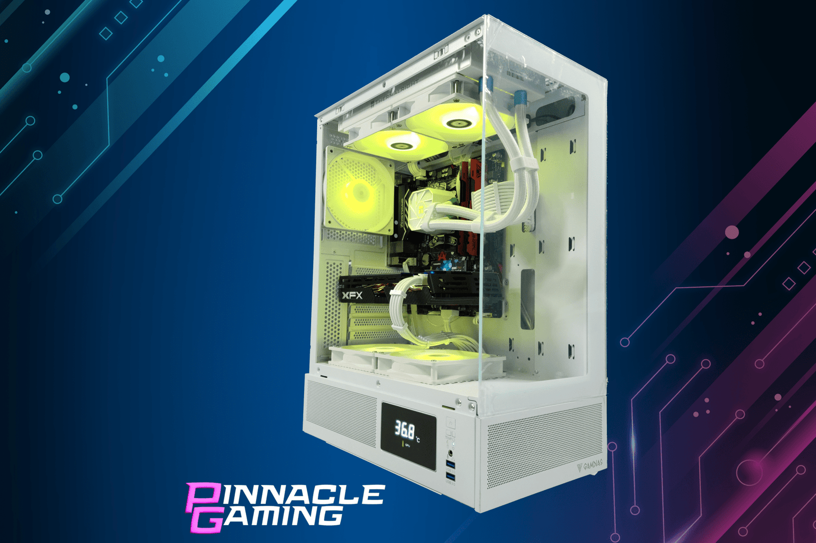 Custom Gaming Desktop Streaming RTX 5070 Ryzen 5 64GB RAM 2TB SSD Wifi Atlas White - Geek Tech