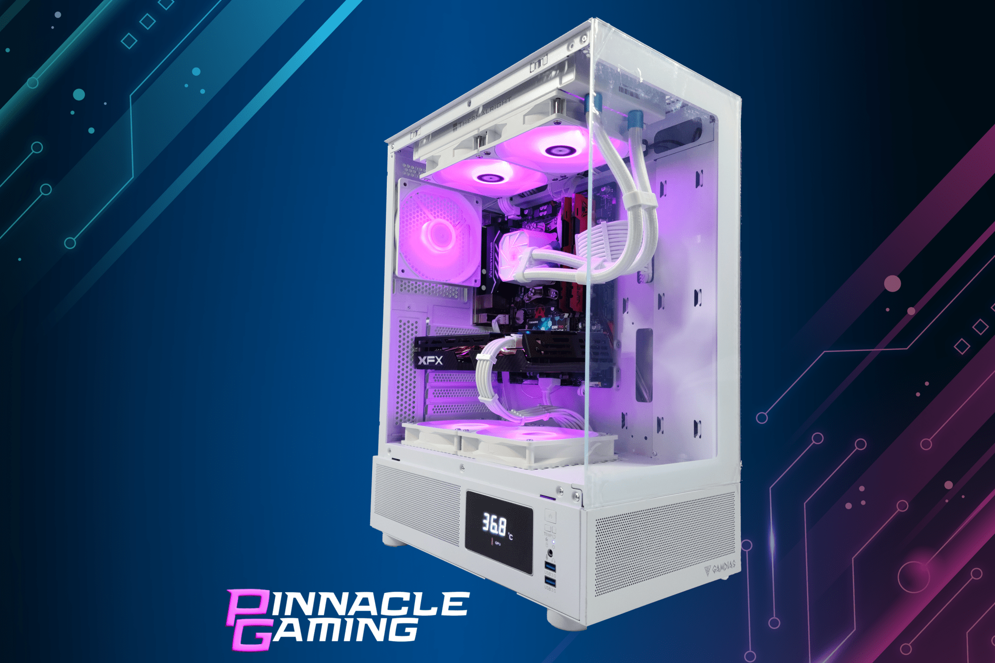 Custom Gaming Desktop Streaming RTX 5070 Ryzen 5 64GB RAM 2TB SSD Wifi Atlas White - Geek Tech