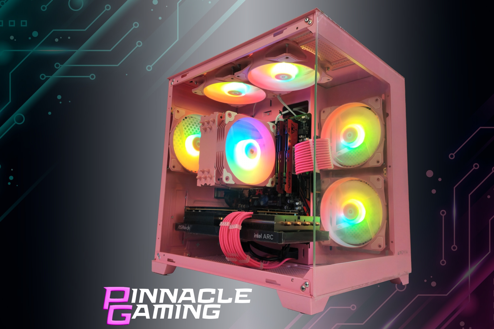 Custom Gaming Desktop PC Ryzen 5 RX 580 8GB 2TB SSD 32GB DDR4 Pink Prism