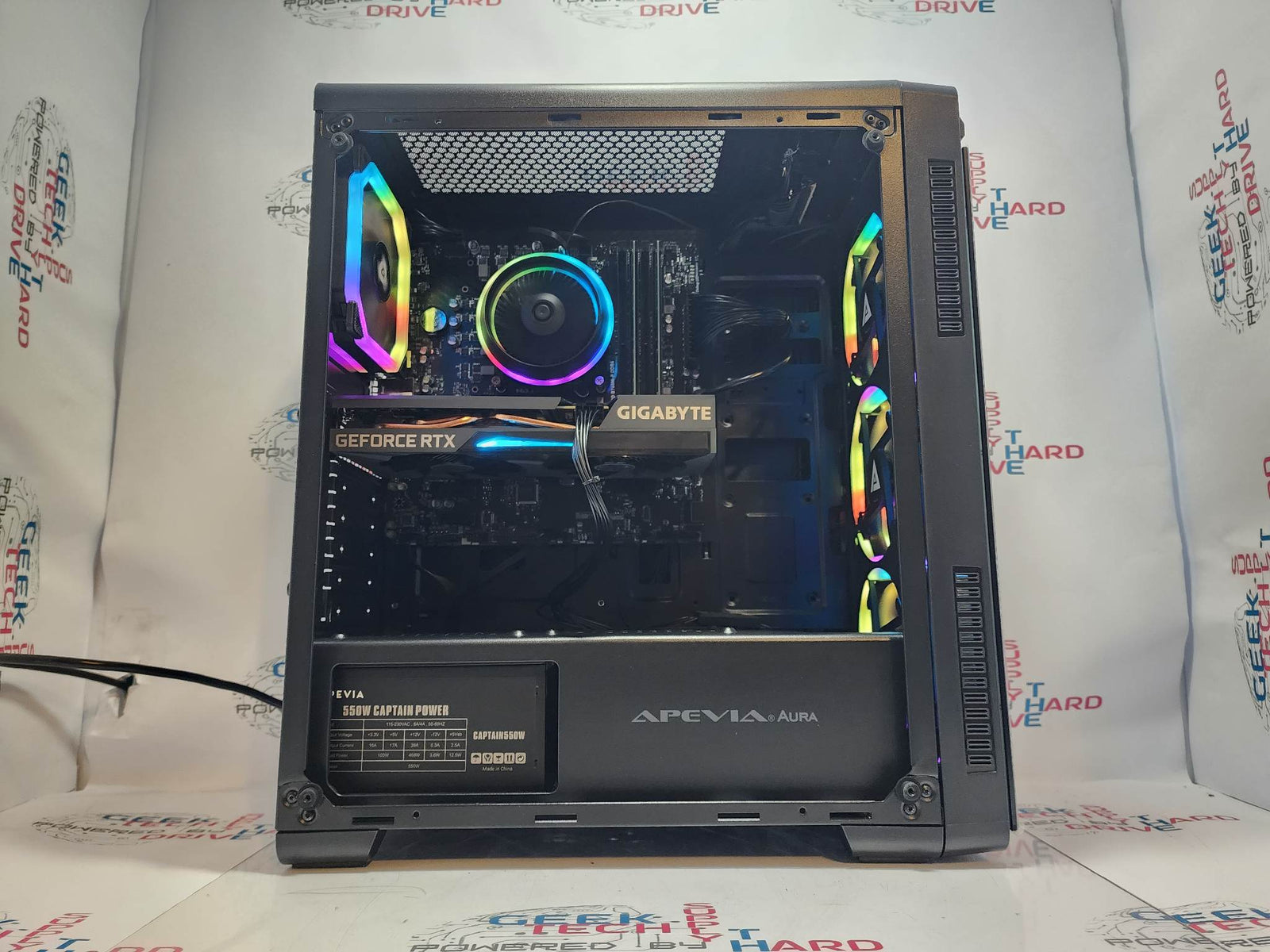Gaming Desktop PC Computer Intel i5 NVIDIA GeForce RTX 4060 Ti 2TB SSD 32GB DDR5 Wifi Aura-P Black H610 - Geek Tech