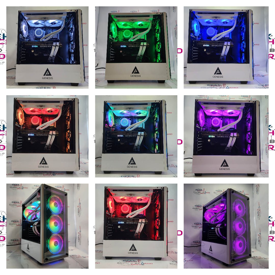 Genesis Custom Gaming Desktop PC Computer 12th Gen i5 6-Core SSD RTX 3080 Ti Liquid WiFi White - Geek Tech