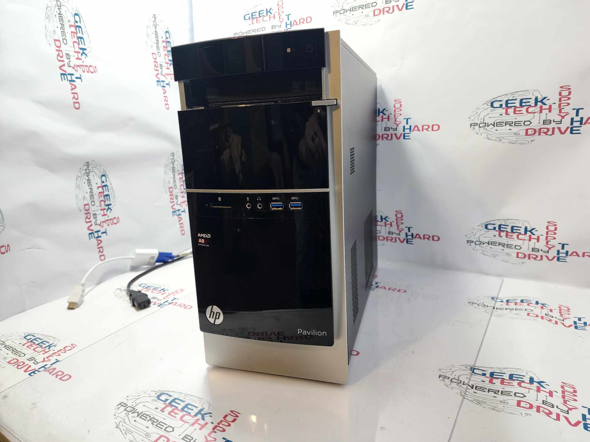 HP Pavilion 500-056 Desktop PC A8-6500 256GB SSD 8GB RAM Black - Geek Tech