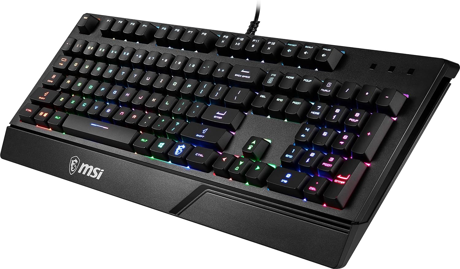 MSI Gaming Backlit RGB Dedicated Hotkeys Anti-Ghosting Water Resistant Gaming Keyboard (Vigor GK20 US), Black - Geek Tech