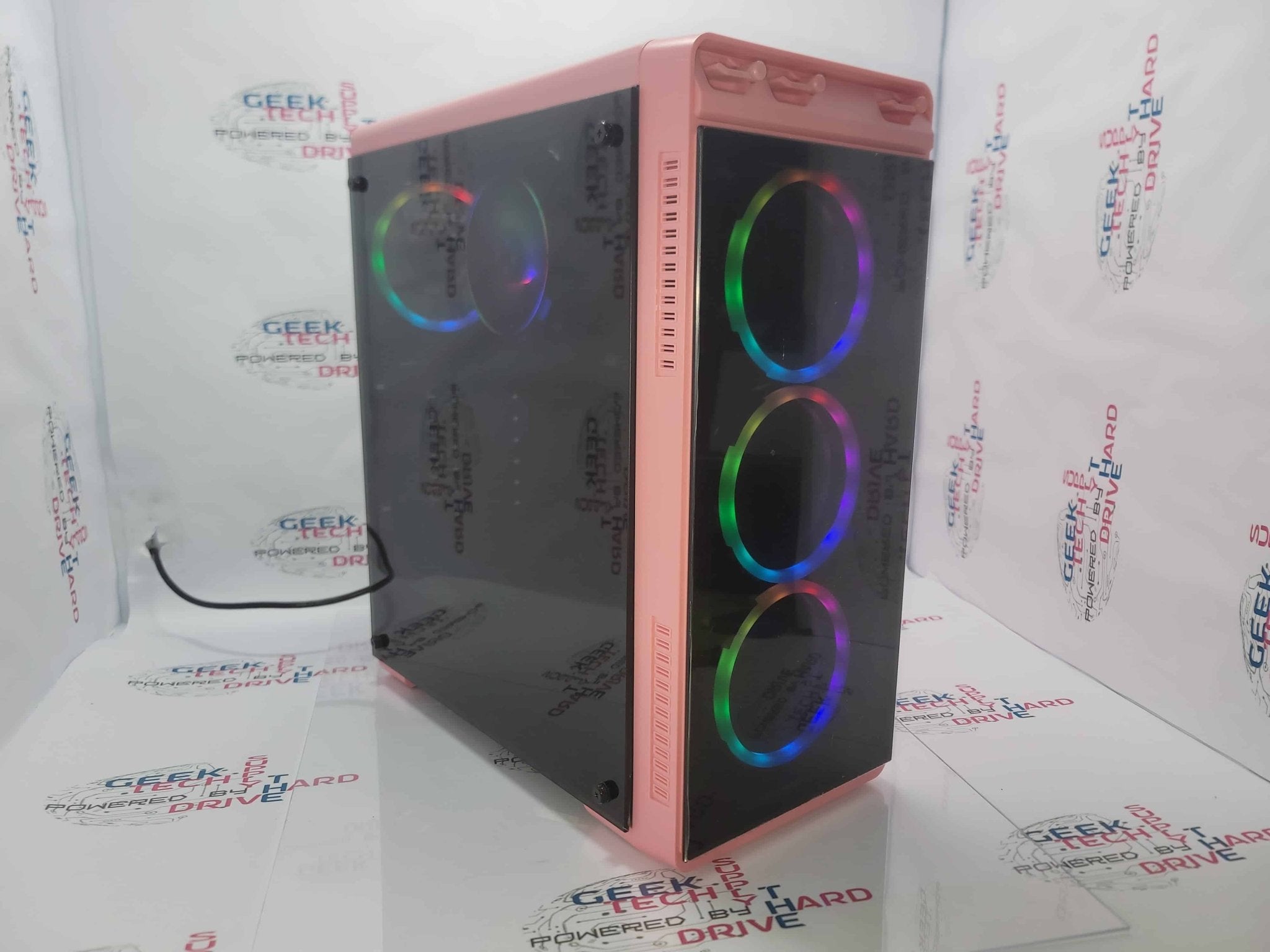 PRO Gaming Custom Desktop PC Computer i5 6-Core SSD 500GB 1TB 2TB RTX 3070 3080 Ti 16GB 32GB WiFi Aura Pink H6 - Geek Tech