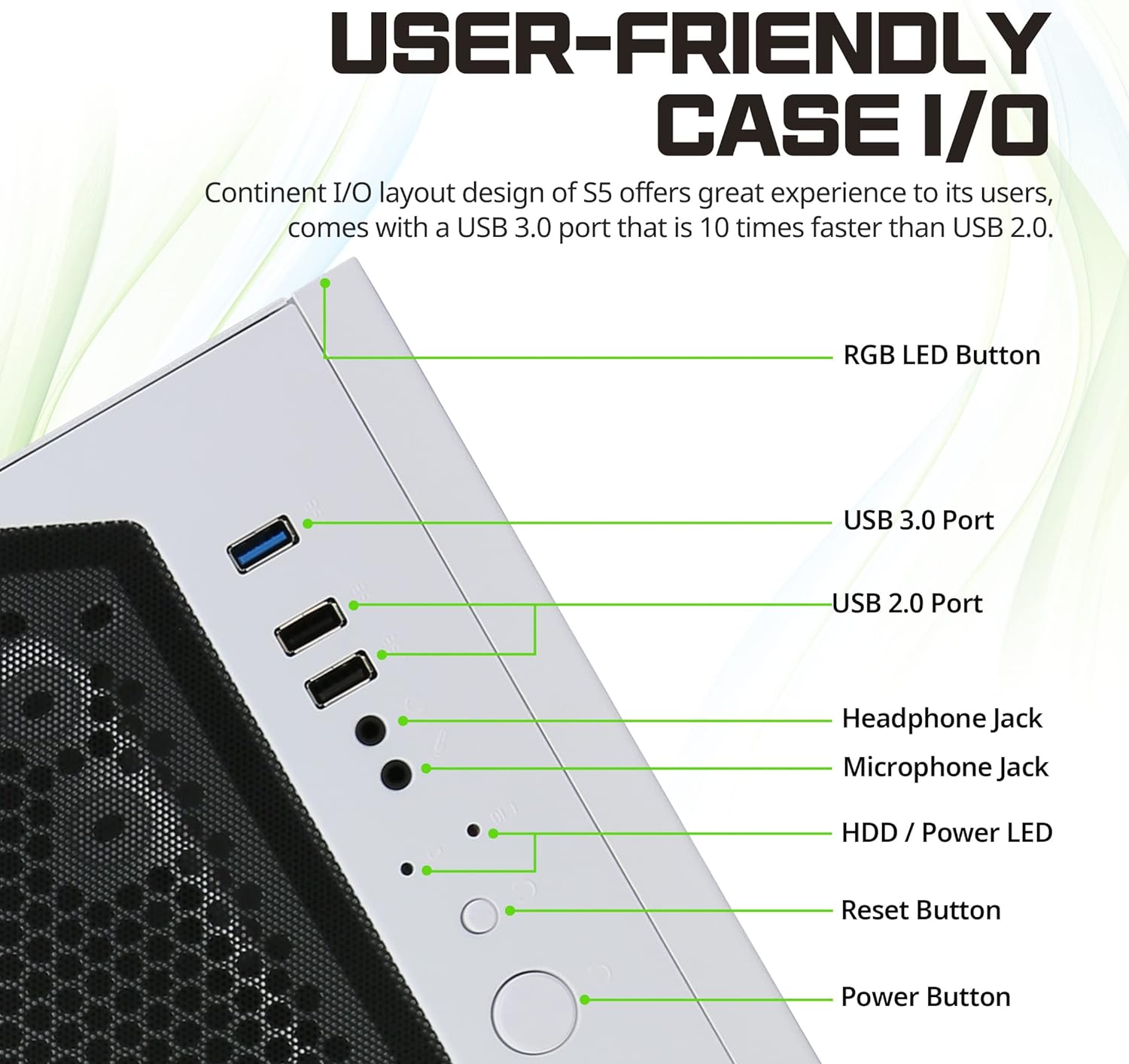 Zalman S5 ATX Mid-Tower Gaming PC Case - White - Geek Tech