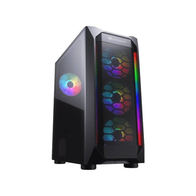 Cougar Case MX410 MESH-G RGB ATX - Torre intermedia para juegos, vidrio templado, USB 2 x 3,5"/3 x 2,5", 7 ranuras, venta minorista 