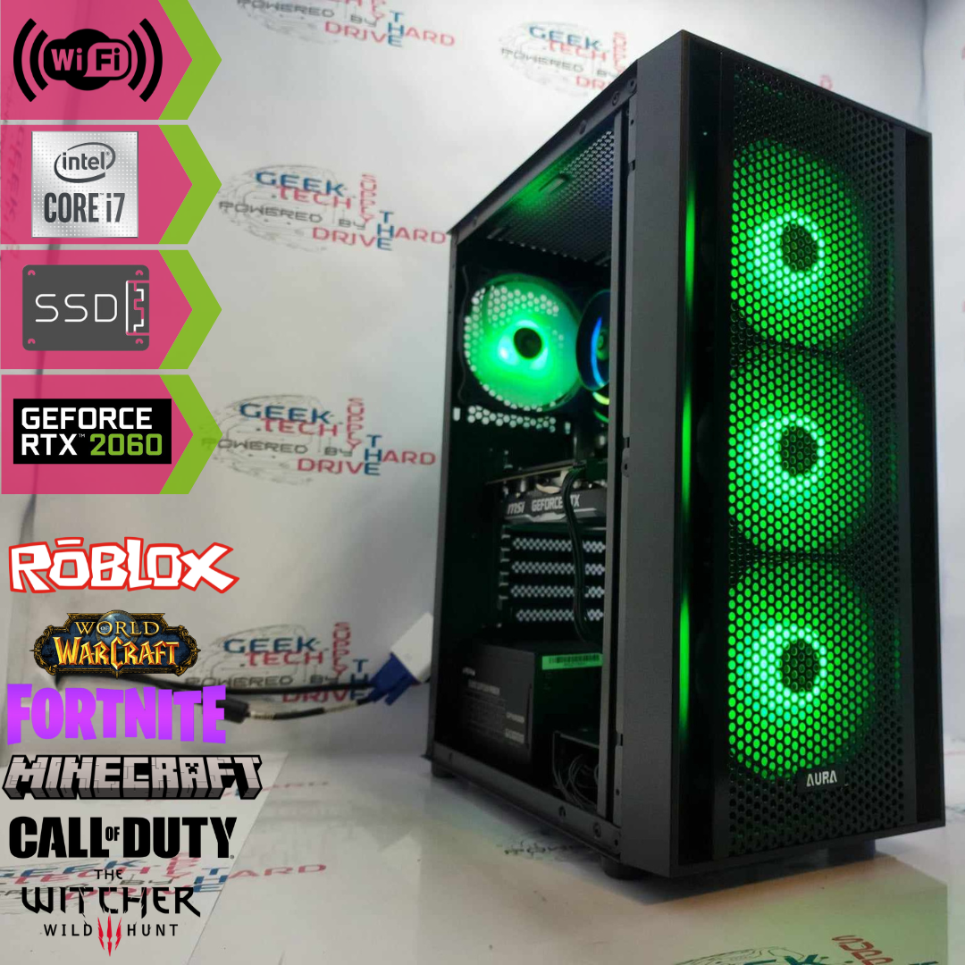 Gaming Desktop PC Computer Intel i7 NVIDIA GeForce RTX 2060 500GB SSD 2TB HDD 16GB WiFi Gamdias H81