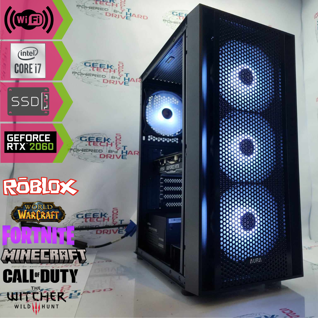 Gaming Desktop PC Computer Intel i7 NVIDIA GeForce RTX 2060 500GB SSD 2TB HDD 16GB WiFi Gamdias H81