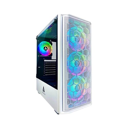 Apevia Predator - WH Mid Tower Gaming Case with 1 x Tempered Glass Panel, Top USB3.0/USB2.0/Audio Ports, 4 x RGB Fans, White Frame - Geek Tech