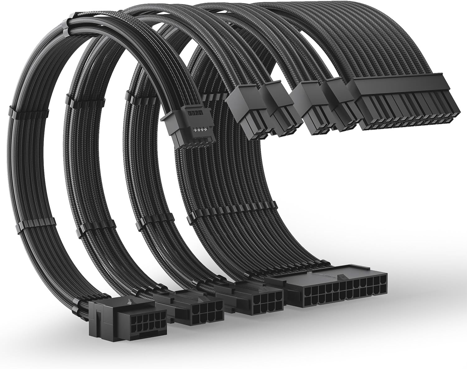 Asiahorse Black PCIe 5.0 12VHPWR Sleeved PSU Extension Cable Kit 16AWG Cotton Custom Mod Kit 4 Kit 1 End - Geek Tech