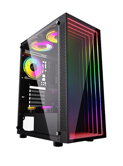 BGears Optillusion Gaming Computer Case RGB EATX ATX MicroATX ITX Tempered Glass Black - Geek Tech