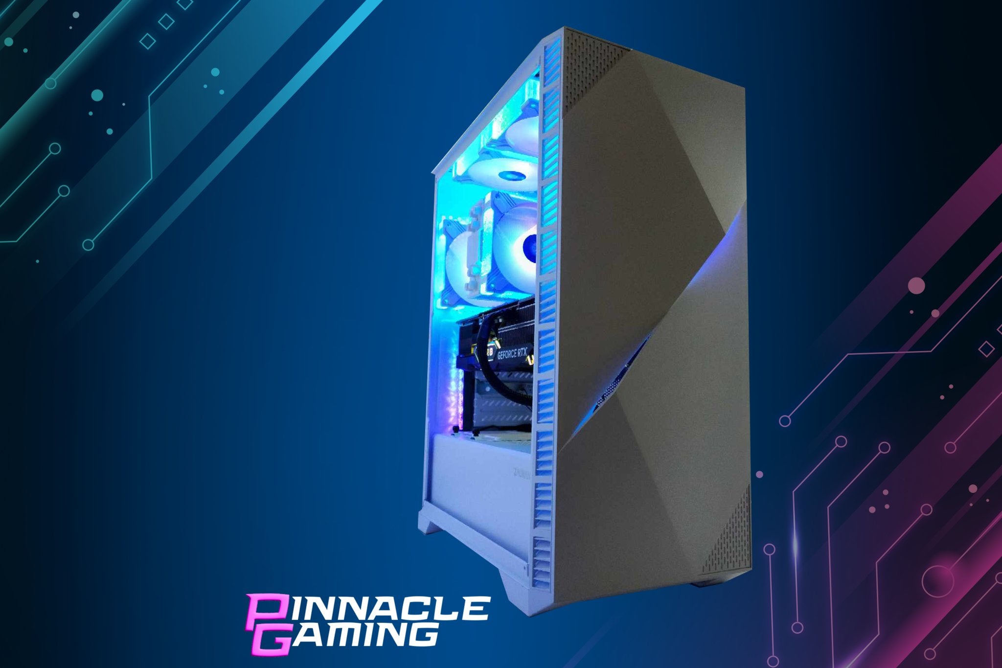 Custom Gaming Desktop PC Computer Intel i3 NVIDIA RTX 5060 1TB SSD 16GB DDR5 White RGB B760 - Geek Tech