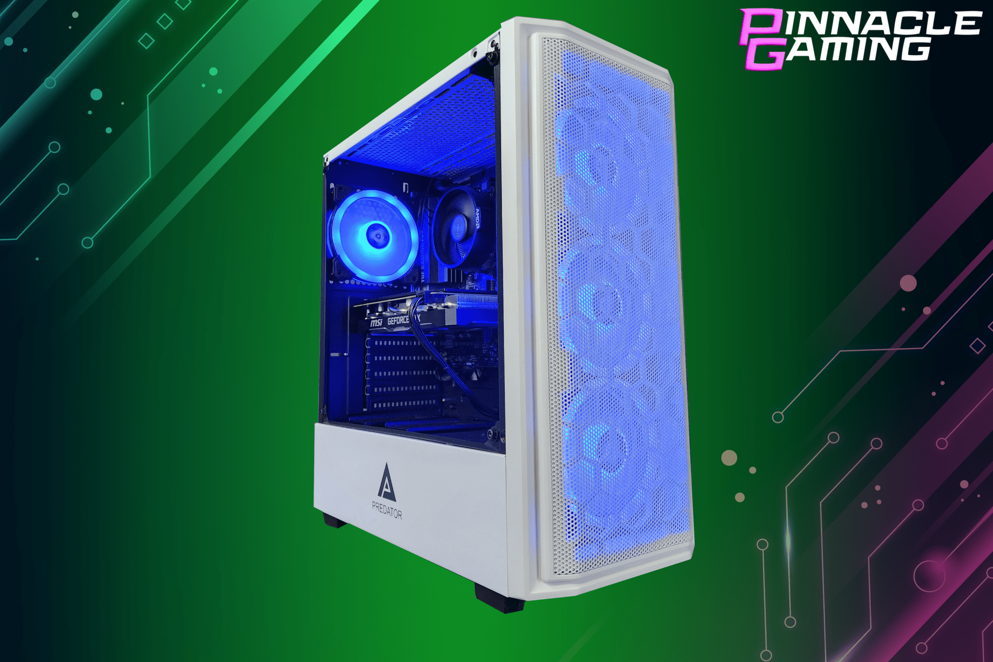 Custom Gaming Desktop PC Computer Ryzen 5 1tb SSD 16gb RTX 3060 WiFi Predator White A520 - Geek Tech