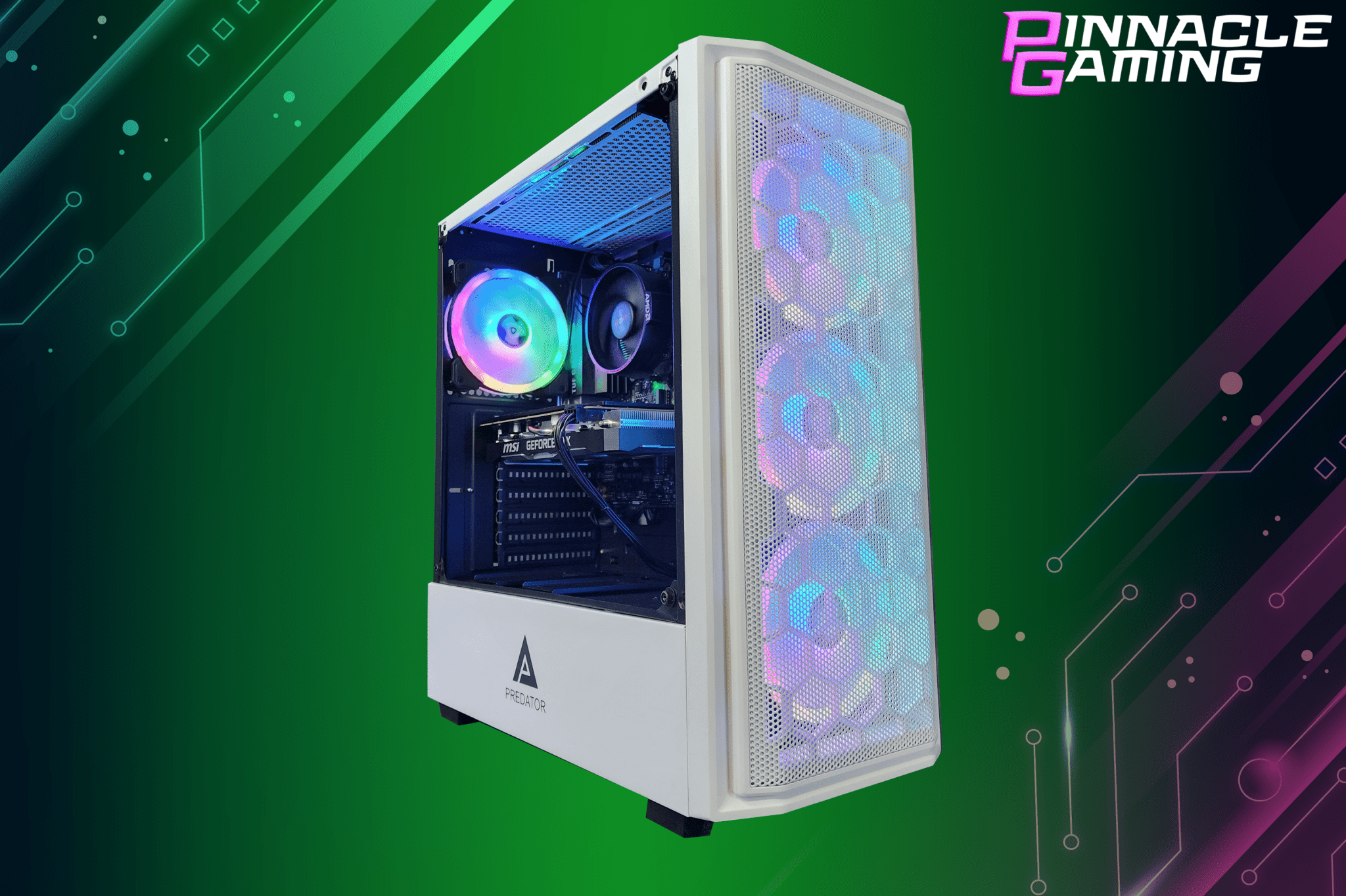 Custom Gaming Desktop PC Computer Ryzen 5 2tb SSD 32gb RTX 3060 WiFi Predator White A520 - Geek Tech