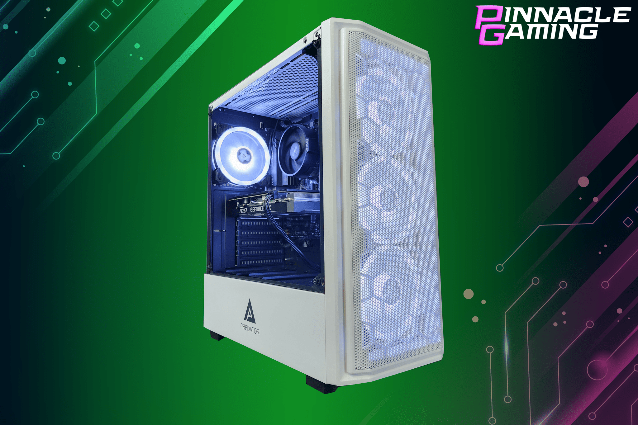 Custom Gaming Desktop PC Computer Ryzen 5 2tb SSD 32gb RTX 3060 WiFi Predator White A520 - Geek Tech