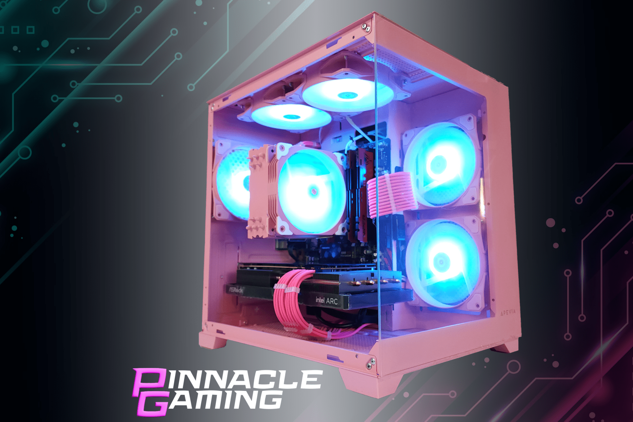 Custom Gaming Desktop PC Intel i5 RTX 4060 Ti 2TB SSD 64GB DDR4 Pink Prism - Geek Tech