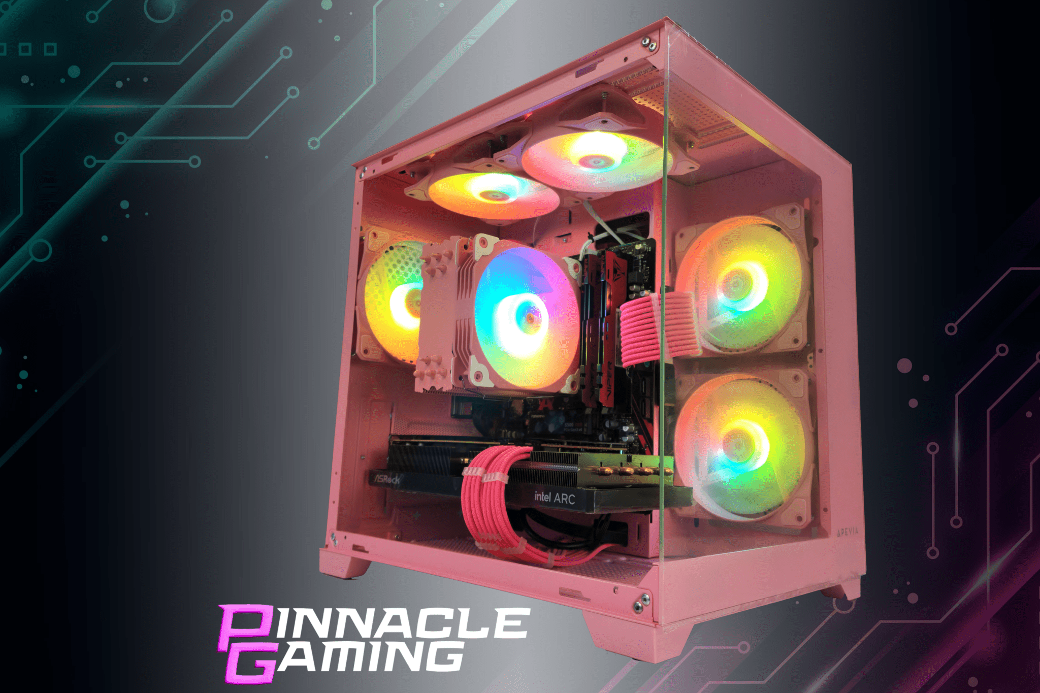 Custom Gaming Desktop PC Intel i5 RTX 4060 Ti 2TB SSD 64GB DDR4 Pink Prism - Geek Tech