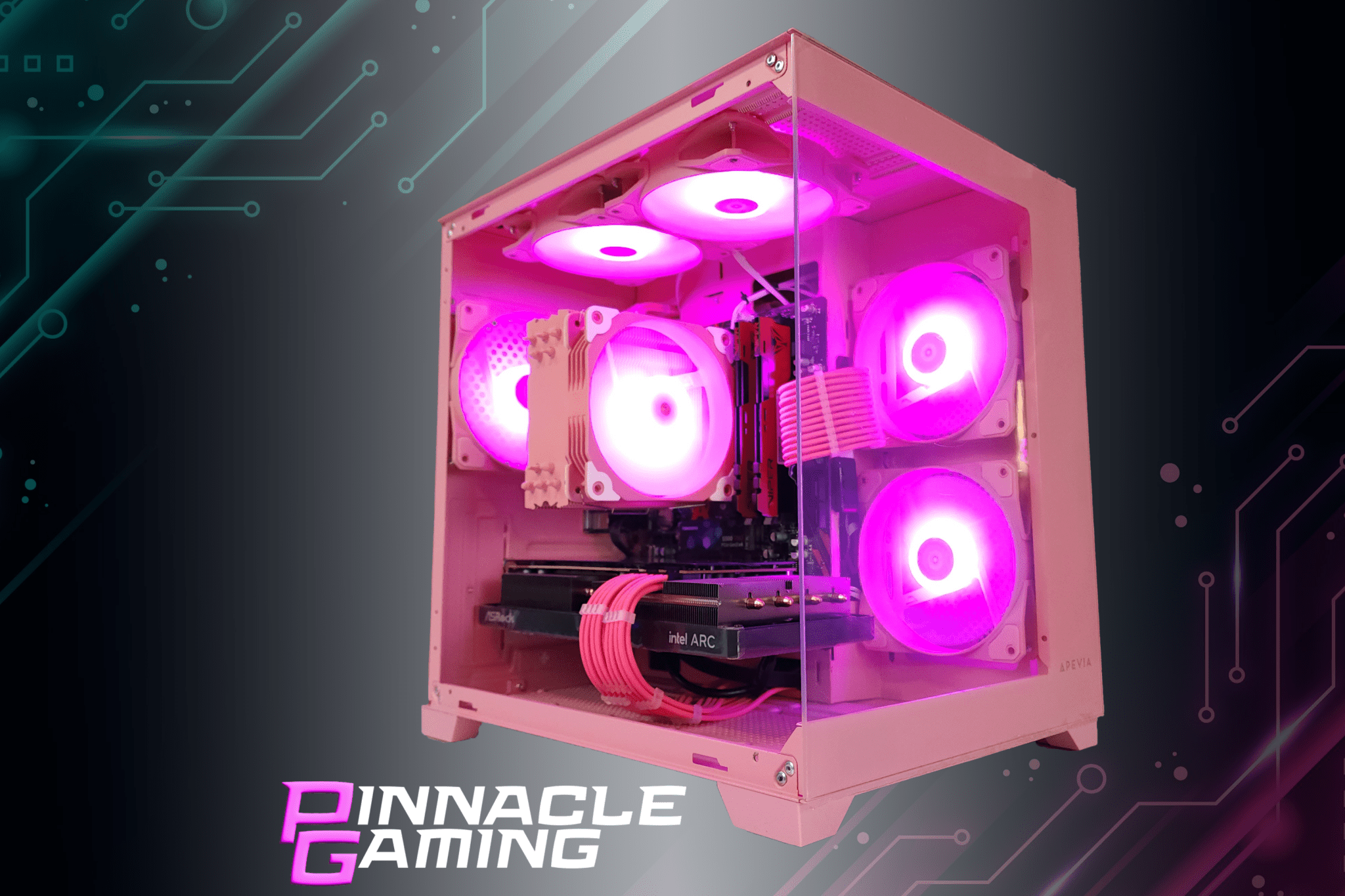 Custom Gaming Desktop PC Intel i5 RTX 4060 Ti 2TB SSD 64GB DDR4 Pink Prism - Geek Tech