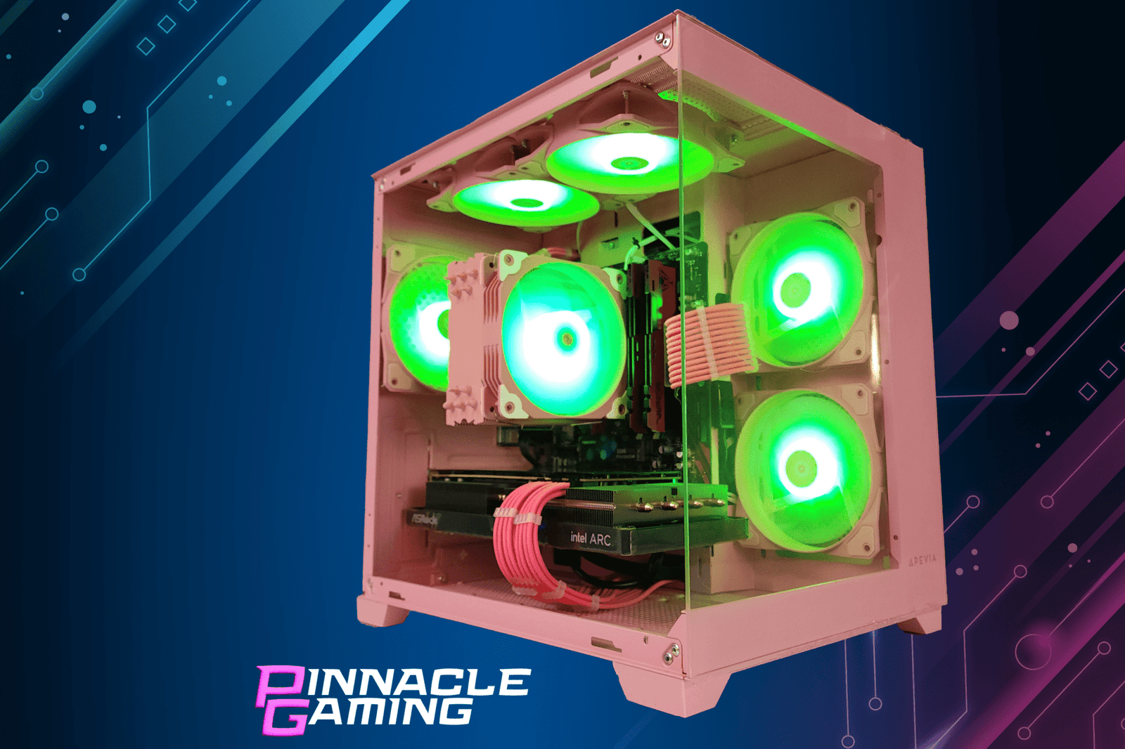 Custom Gaming Desktop PC Intel i5 RTX 5060 2TB SSD 32GB DDR4 Pink Prism - Geek Tech