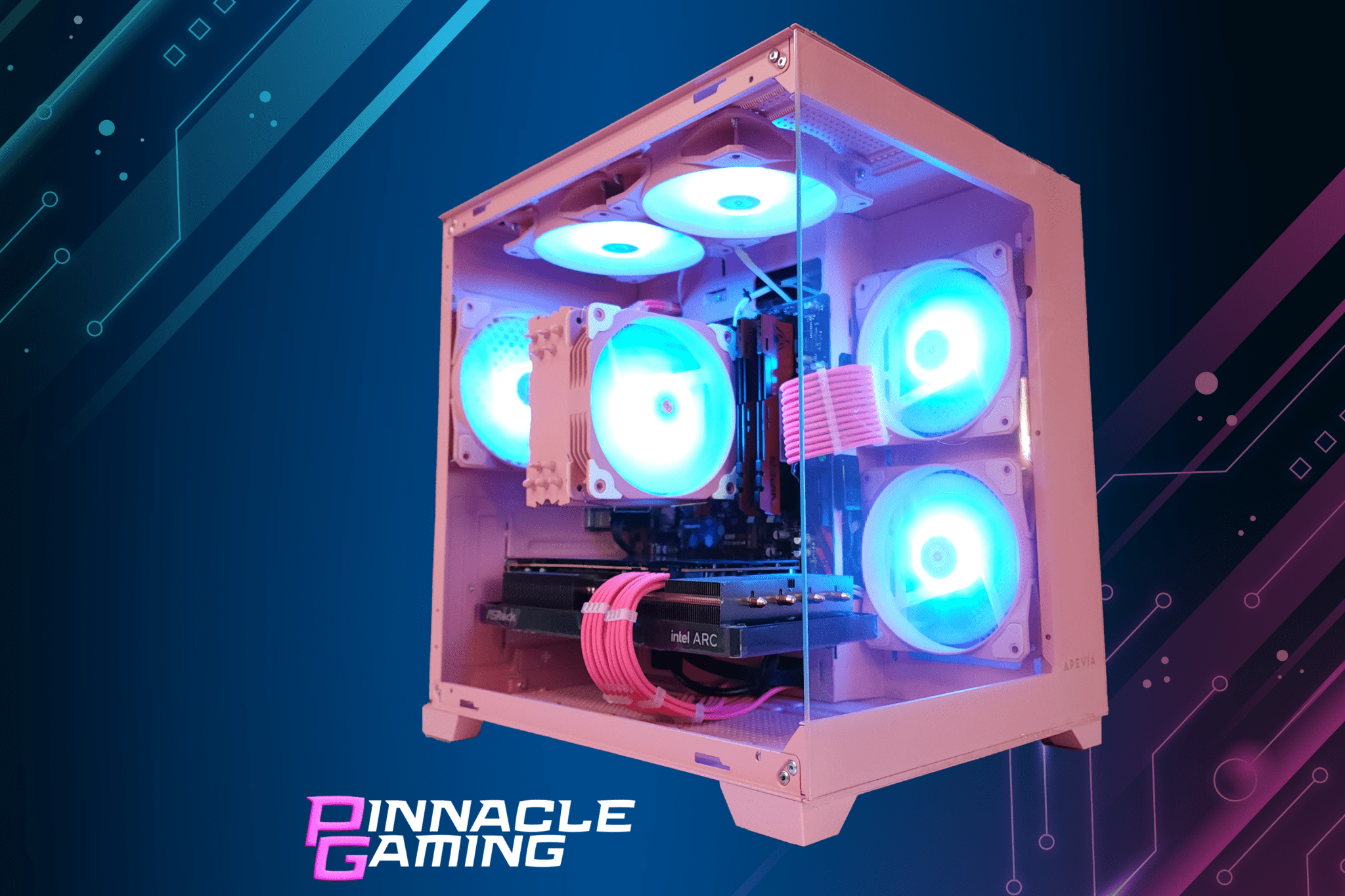 Custom Gaming Desktop PC Intel i7 RTX 5060 2TB SSD 16GB DDR4 Pink Prism - Geek Tech