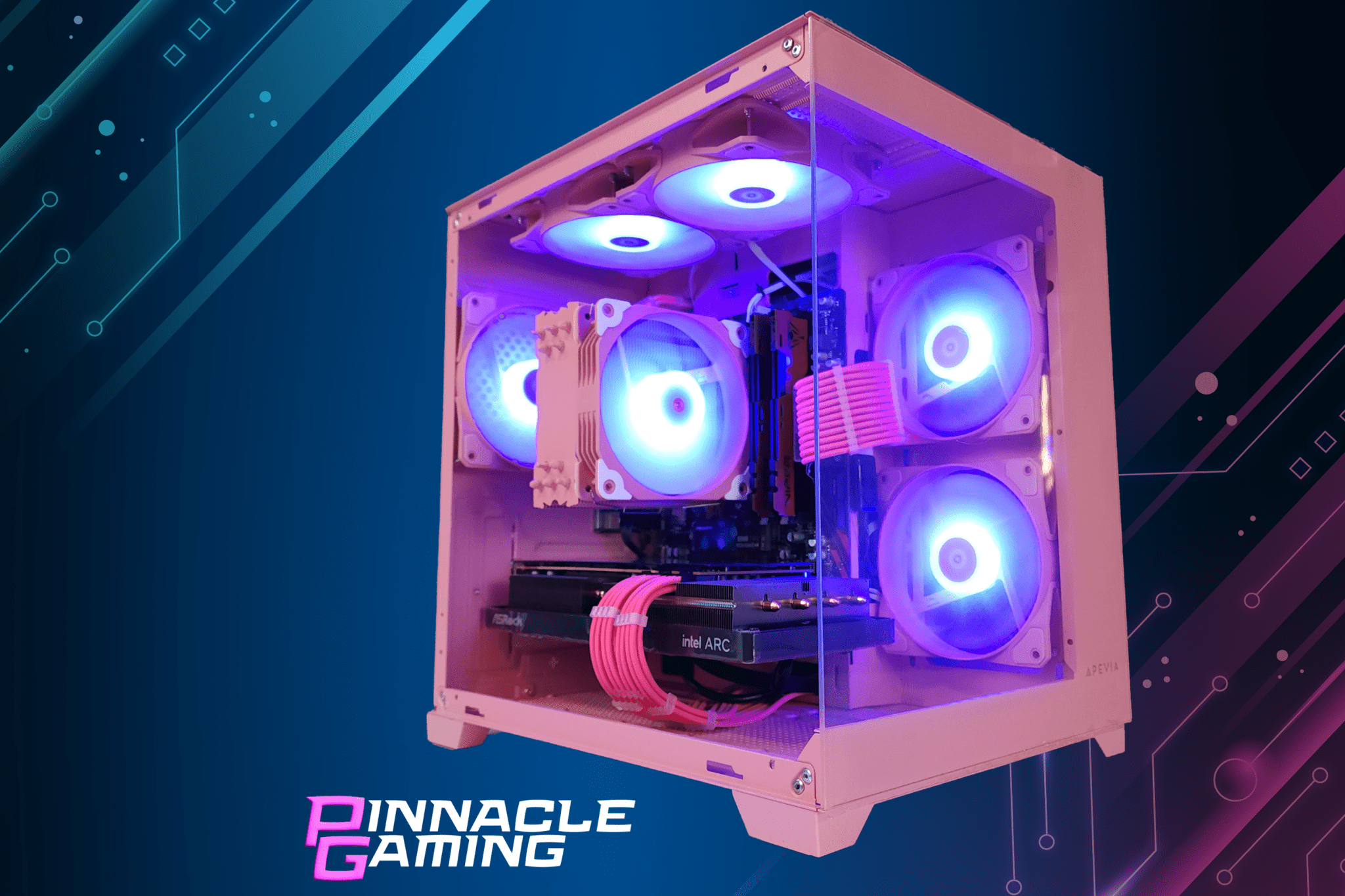 Custom Gaming Desktop PC Intel i7 RTX 5060 2TB SSD 16GB DDR4 Pink Prism - Geek Tech