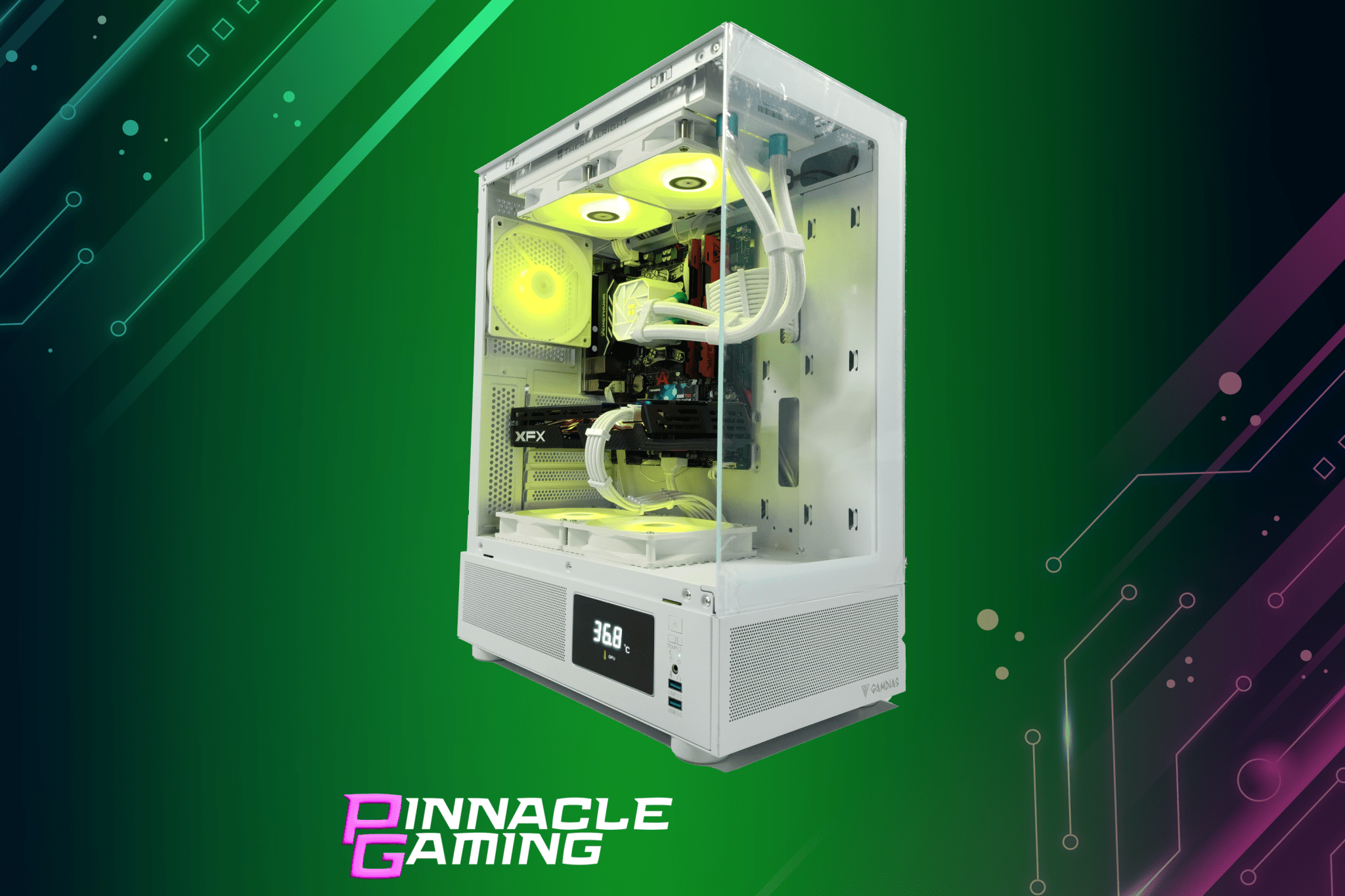 Custom Gaming Desktop Water Cooled RTX 5060 Ryzen 5 2TB SSD 32GB DDR4 White - Geek Tech