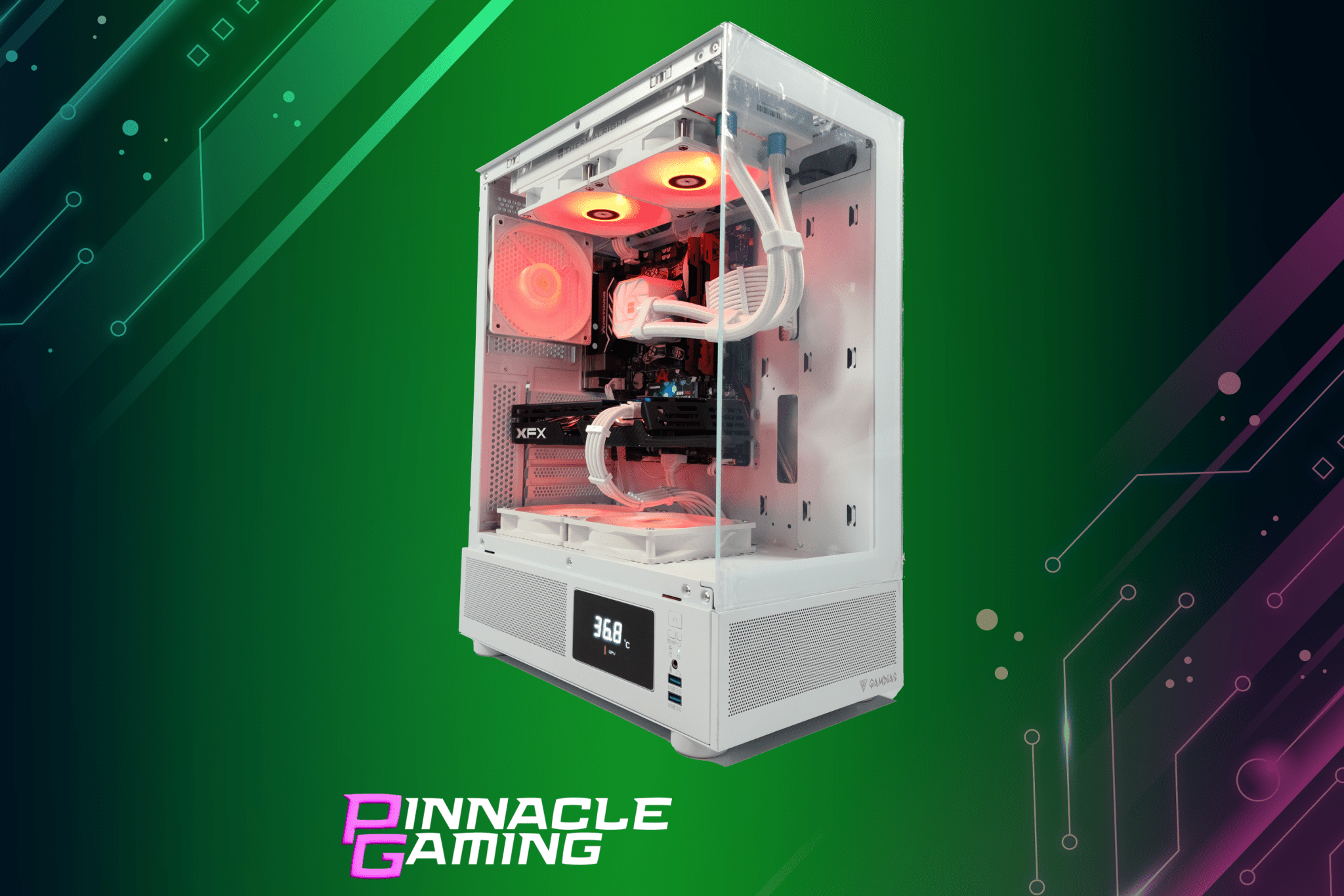 Custom Gaming Desktop Water Cooled RTX 5060 Ryzen 5 2TB SSD 32GB DDR4 White - Geek Tech