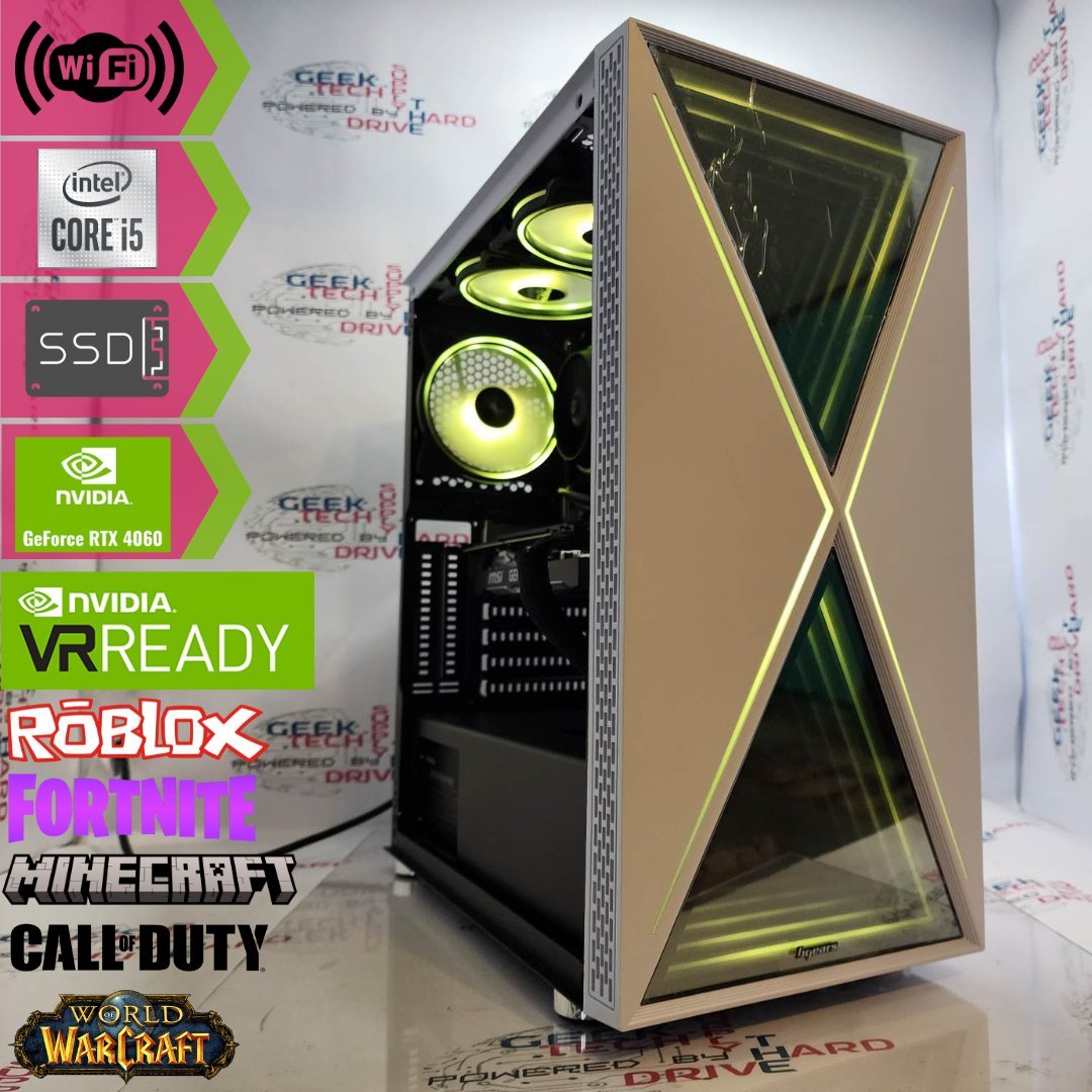 Custom Gaming PC Desktop Computer i5 NVIDIA GeForce RTX 5060 2TB SSD 16GB DDR5 Blackwidow White B760 - Geek Tech