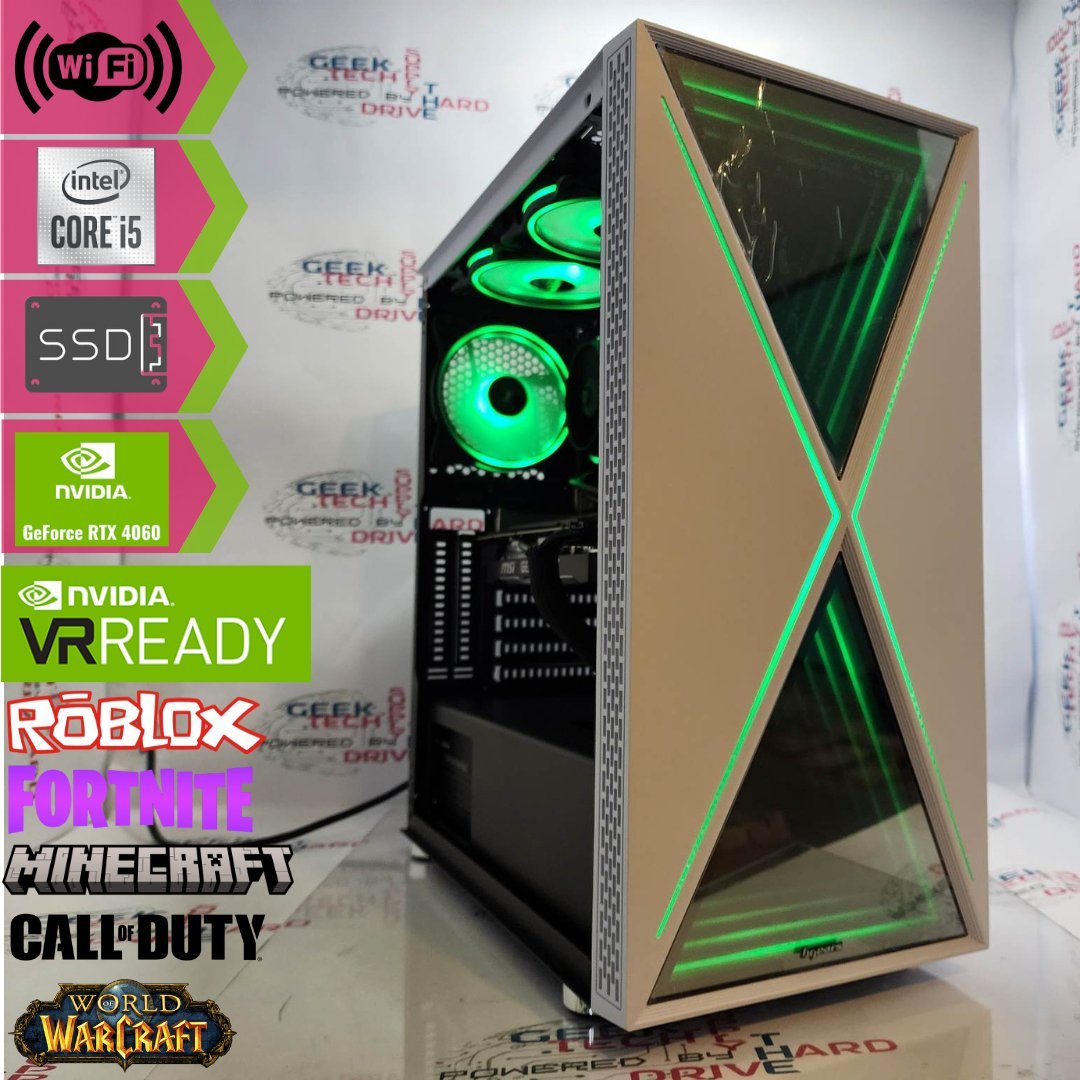 Custom Gaming PC Desktop Computer i5 NVIDIA GeForce RTX 5060 2TB SSD 16GB DDR5 Blackwidow White B760 - Geek Tech