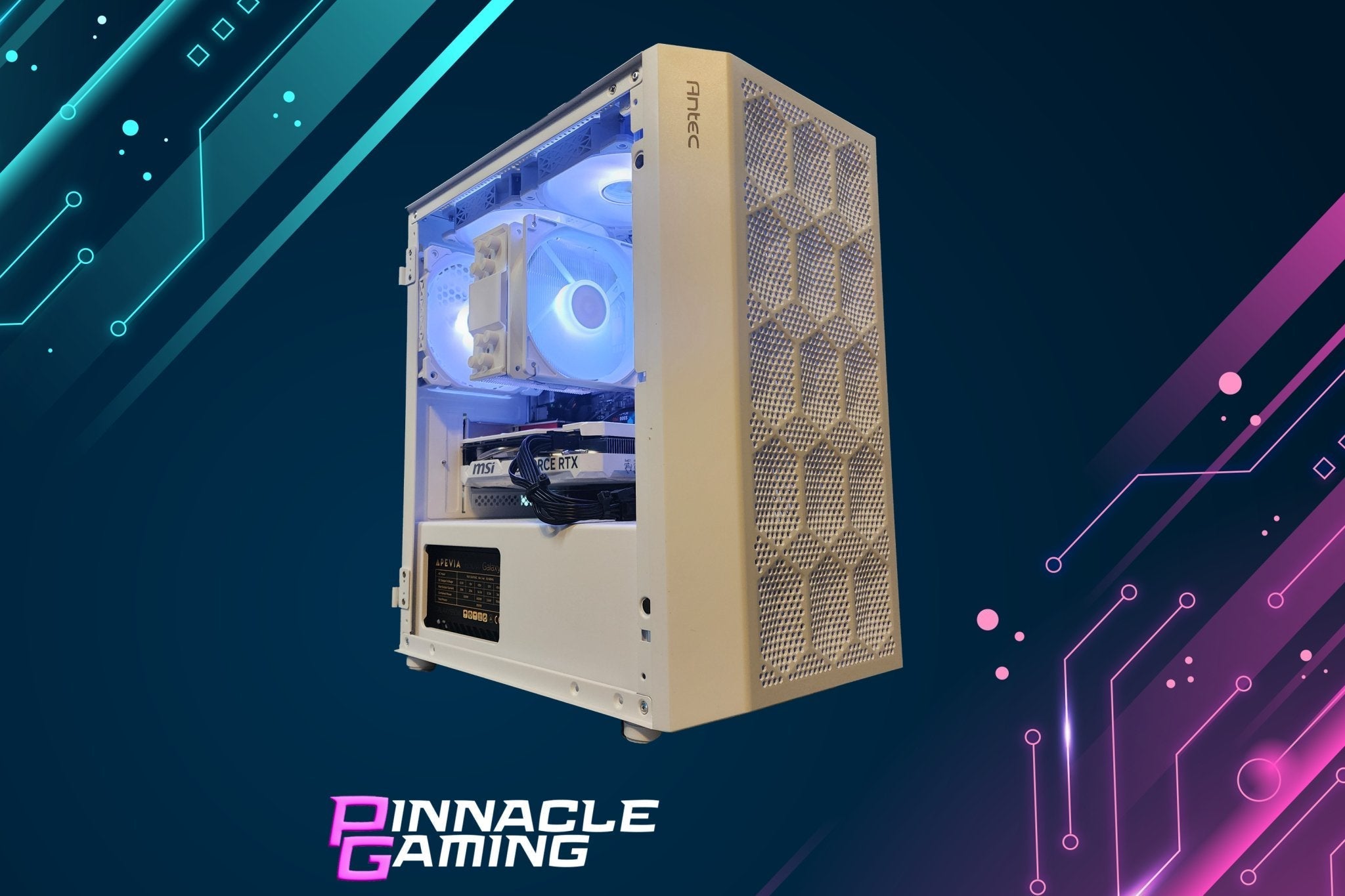 Custom Gaming PC Ryzen 5 1TB 32GB DDR4 RTX 5060 WiFi White NX200M A520 - Geek Tech
