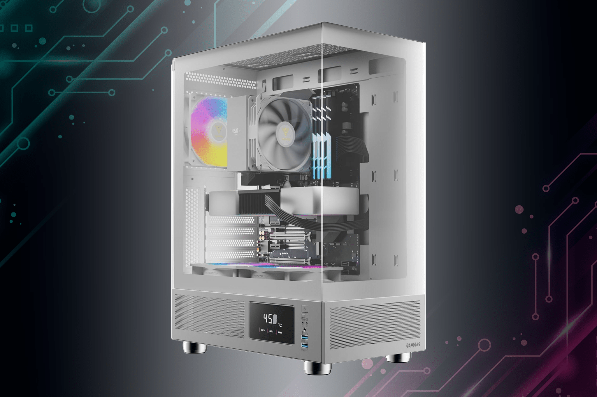 GAMDIAS GD - ATLAS E1 ATX Mid Tower Gaming Computer Case White - Geek Tech