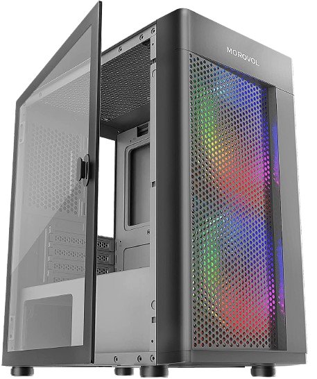 Morovol Mesh mATX Gaming Computer Case 2x RGB Preinstalled - Geek Tech