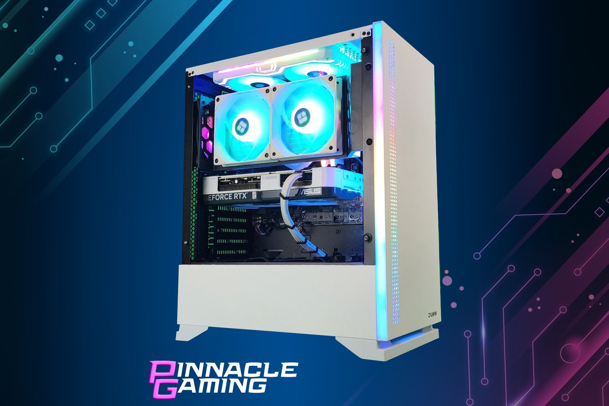 Pinnacle Desktop Gaming PC Computer Ryzen 5 7600 RTX 4070 1tb NVMe 32GB DDR5 AIO White S5 - Geek Tech