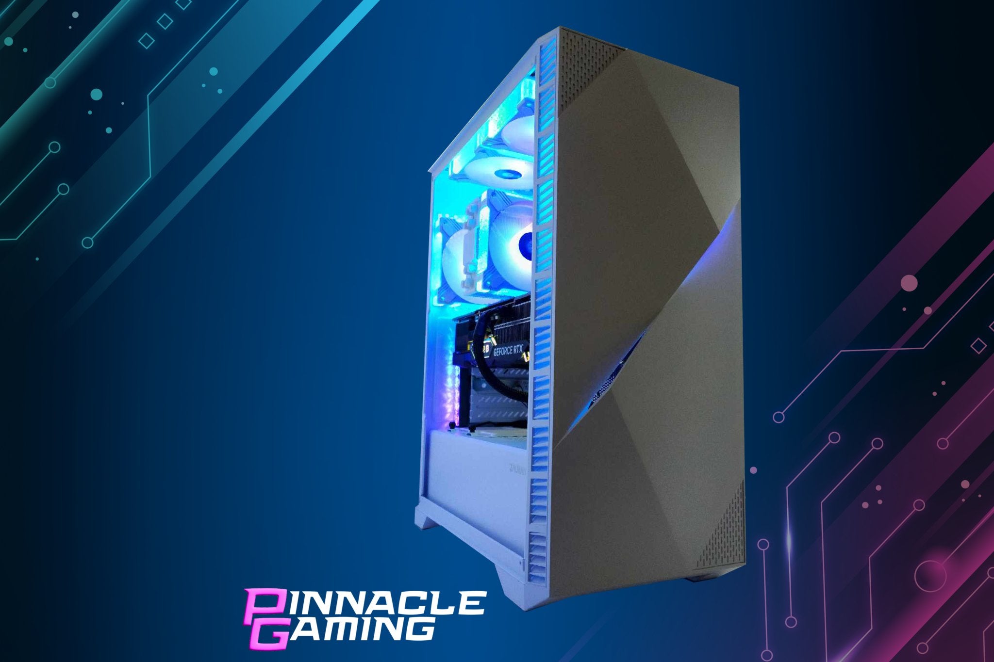 Pinnacle Gaming Desktop PC Computer i3 NVIDIA RTX 4060 1TB + 2TB SSD 32GB Streaming White H610 - Geek Tech