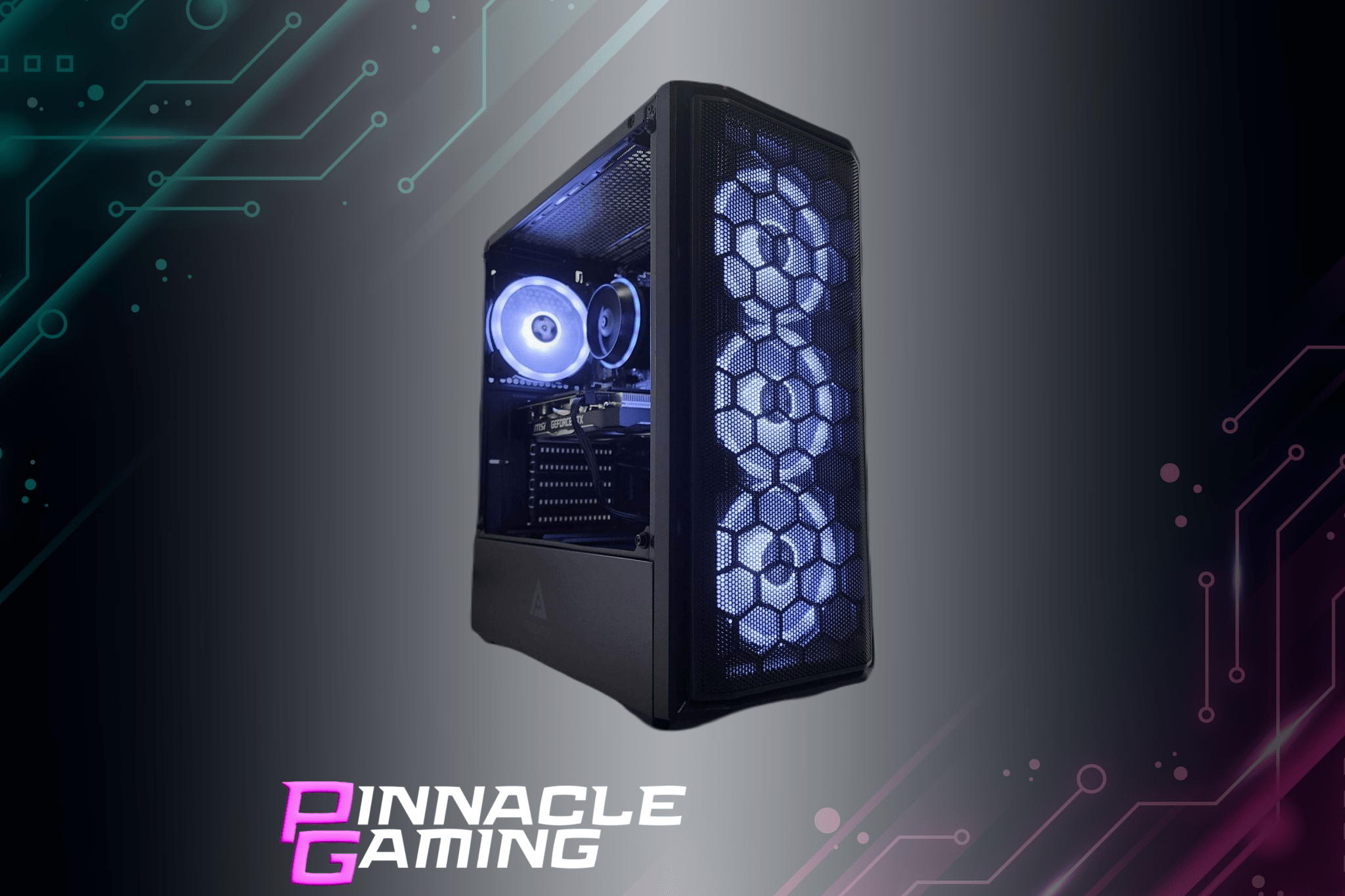 Pinnacle Gaming Desktop Ryzen 5 RX 580 8GB 2TB SSD 32GB DDR4 Black Predator - Geek Tech