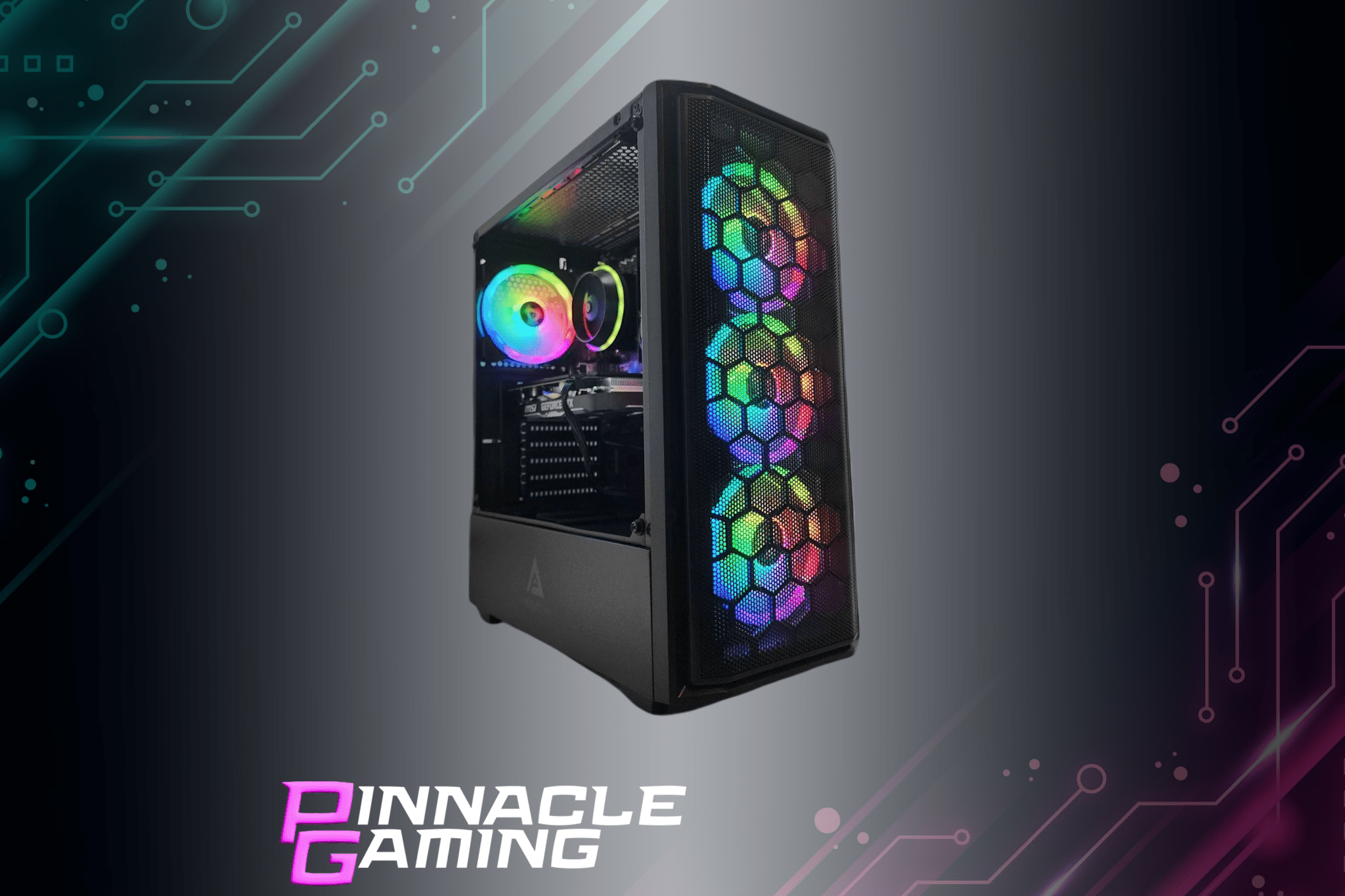 Pinnacle Gaming Desktop Ryzen 5 RX 580 8GB 2TB SSD 32GB DDR4 Black Predator - Geek Tech