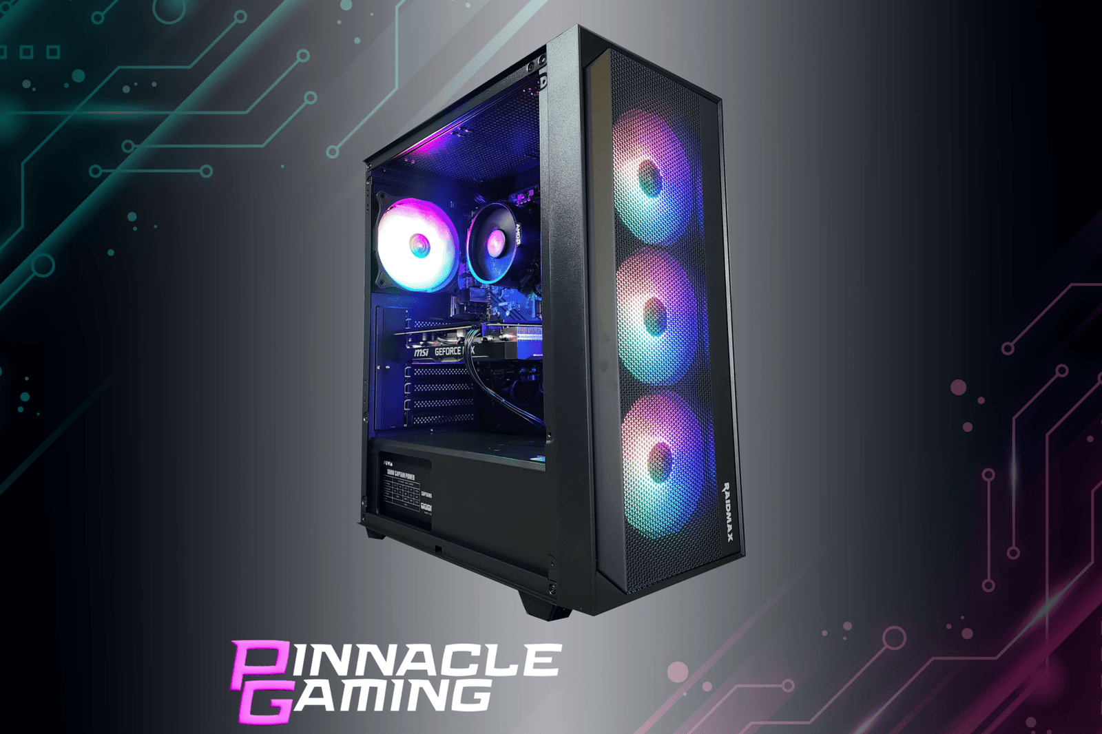 Pinnacle Gaming Desktop Ryzen 5 RX 580 8GB 2TB SSD 32GB DDR4 Black V100 - Geek Tech