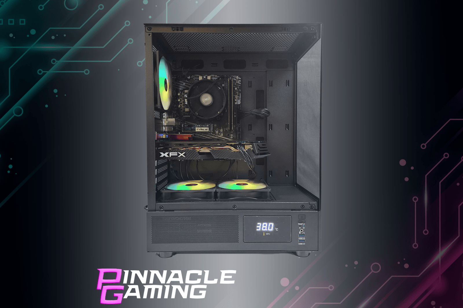 Pinnacle Gaming Desktop Ryzen 5 RX 580 8GB 2TB SSD 32GB DDR4 Bluetooth Wifi - Geek Tech