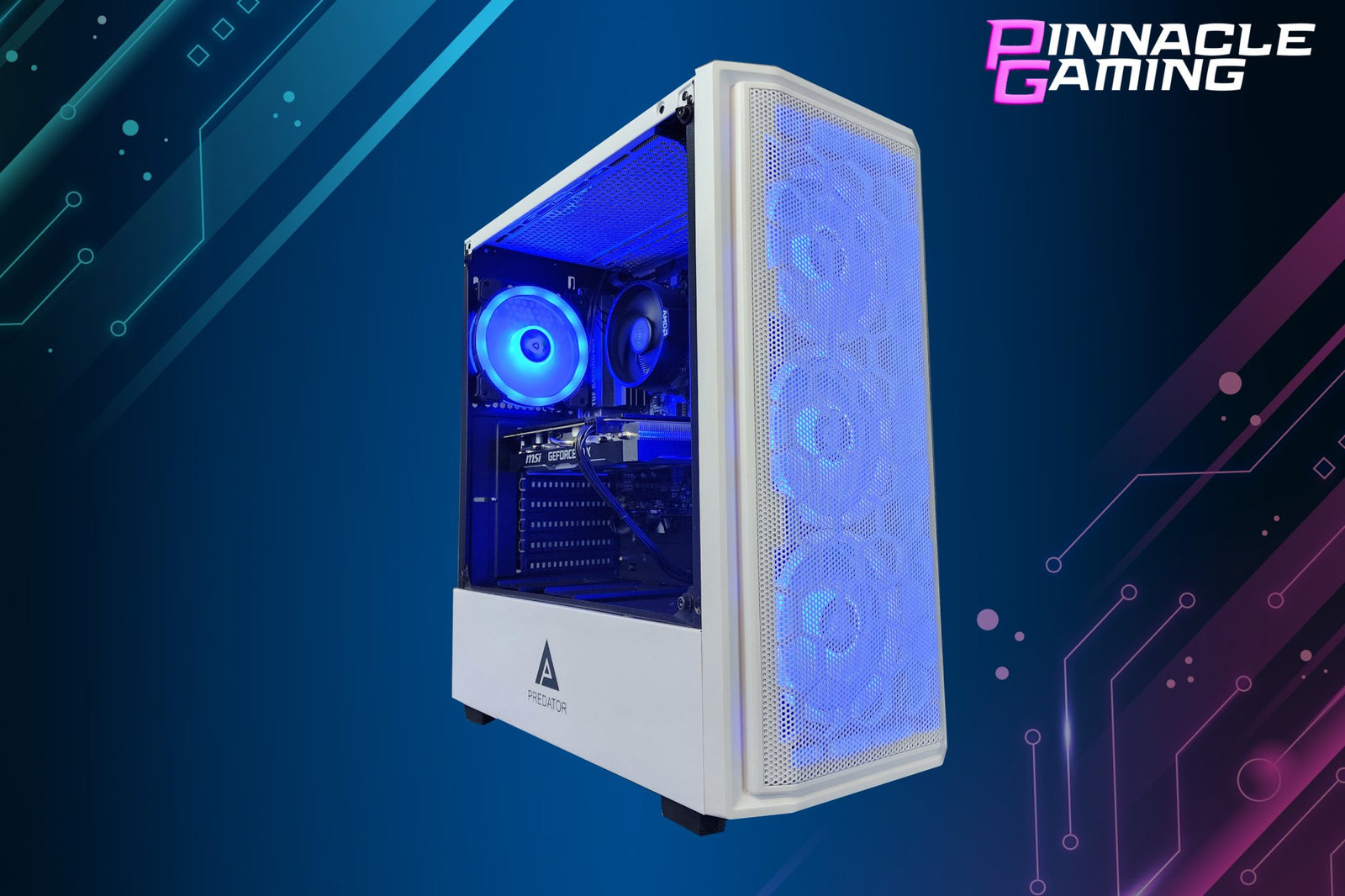 Pinnacle Rare Gaming Desktop PC Computer Ryzen 5 2tb SSD 32gb RTX 3060 WiFi Predator White A520 - Geek Tech