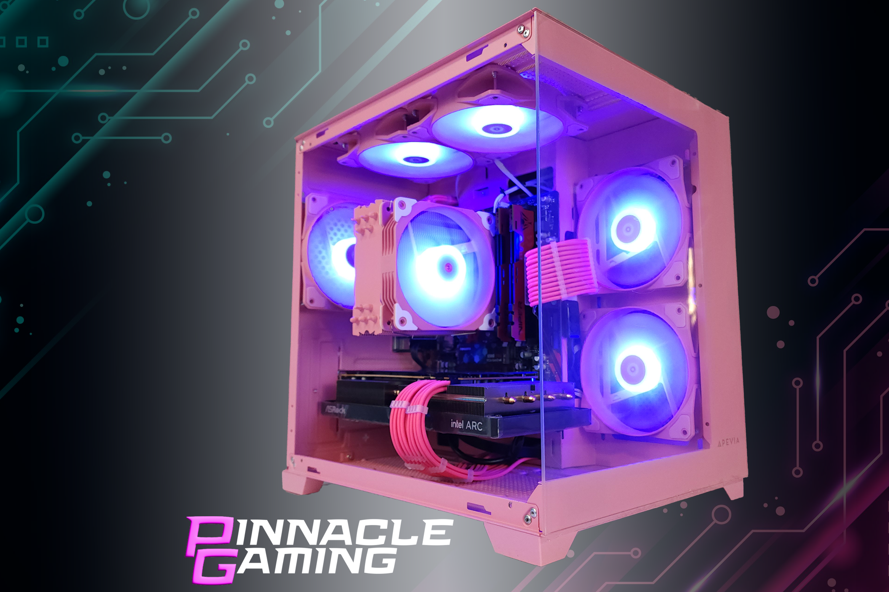 Custom Gaming Desktop PC Ryzen 5 RX 580 8GB 2TB SSD 32GB DDR4 Pink Prism