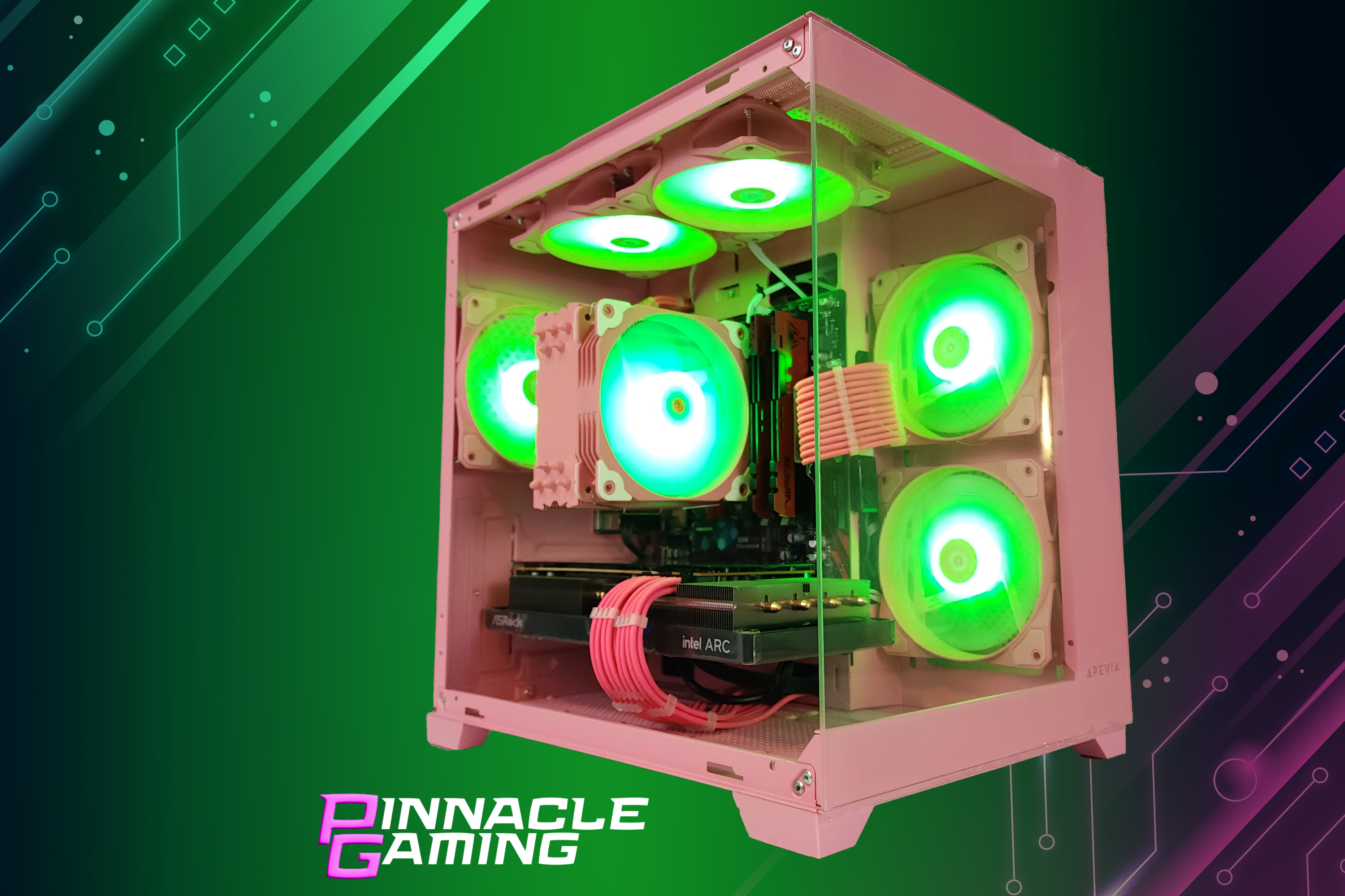 Custom Gaming Desktop PC Ryzen 5 RX 580 8GB 1TB SSD 16GB DDR4 Pink Prism