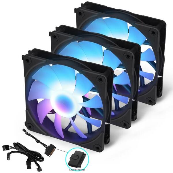 SAMA UF1203BK ARGB 3 - in - 1 120mm Fan Kit Black - Geek Tech