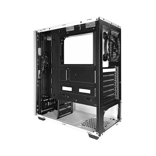 Apevia Predator-WH Mid Tower Gaming Case with 1 x Tempered Glass Panel, Top USB3.0/USB2.0/Audio Ports, 4 x RGB Fans, White Frame - Geek Tech
